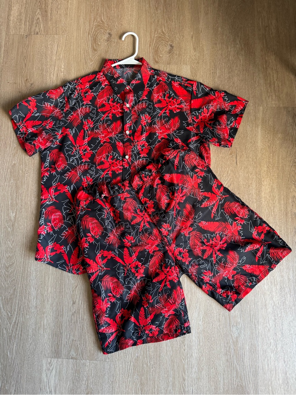 2-Piece Tropical Print Shirt & Shorts Set